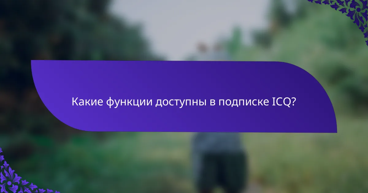 Какие функции доступны в подписке ICQ?